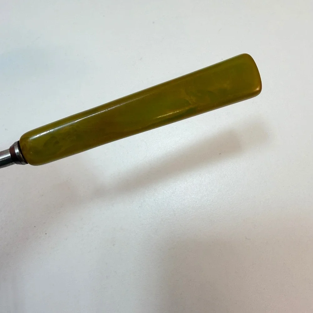 Vintage Angel Food Cake Cutter Breaker Bakelite Handle Green Stainless Steel
